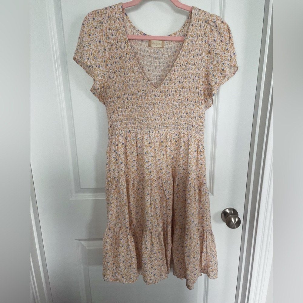 Altar’d State yellow floral short summer dress size medium